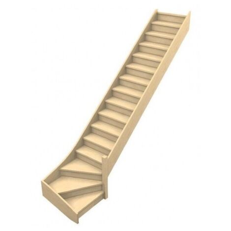 Escalier Quart Tournant Bas Sela - Confort Bois- Bas à Droite Hêtre Lamellé Collé 288 Cm Avec Contremarches (1/2)