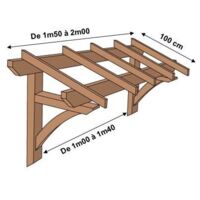 Levigne – Auvent bois porte d'entrée 150 cm – Équerres cintrées en bois massif – Kit non prémonté – Fabrication française