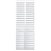 Levigne – Porte de placard persiennée pliante laquée blanche 61 cm – Cadre pin massif – MDF laqué blanc satinée 21 mm – Charnières prémontées