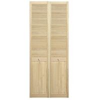 Porte de placard pliante demi-persiennée en pin massif 61 cm – Hauteur 205 cm – Charnières prémontées – Quincaillerie complète incluse