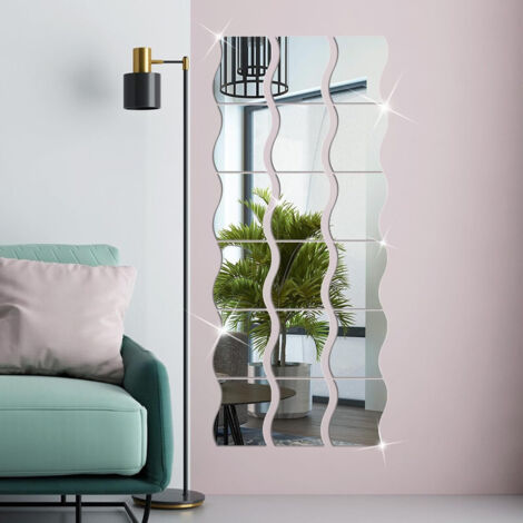 24 3D Self-Adhesive Mirror Wall Panels 10×12 cm, DIY Wall Decoration Set for Bathroom and Bedroom
