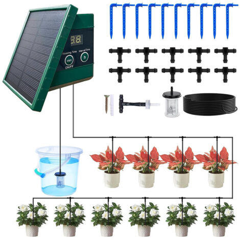 Solar Watering System with 10 m Hose – Automatic Drip System for Garden, Outdoor Plants, Balcony Indoor/Outdoor, and Greenhouse