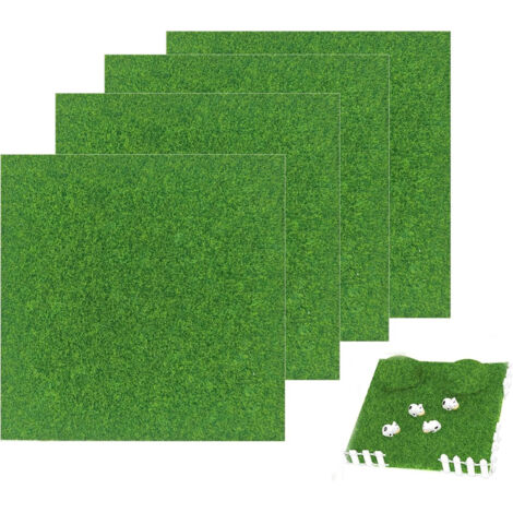 Artificial Grass 30×30 cm – 4 Decorative Mats for Garden, Miniature Models, DIY, and Decoration Projects (1/5)