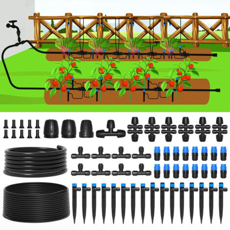 Automatic Drip Irrigation Kit with 1/4" and 1/2" Hoses – Adjustable Nozzles and Sprinklers for Garden, Greenhouse, Lawn, and Potted Plants (1/5)
