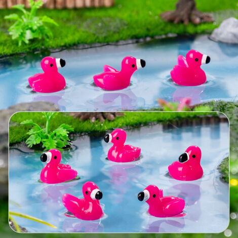 100 mini resin animal figurines – pink flamingos for garden, dollhouse & DIY decoration (1/5)