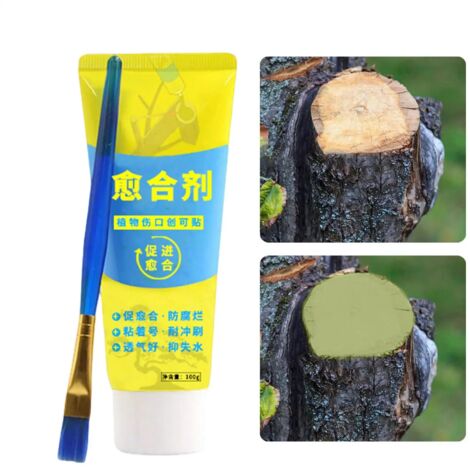 1 Piece Tree Healing Balm with Brush – Grafting Paste for Pruning Wound Repair, Bonsai & Shrubs Protection, Green, 100g (1/5)