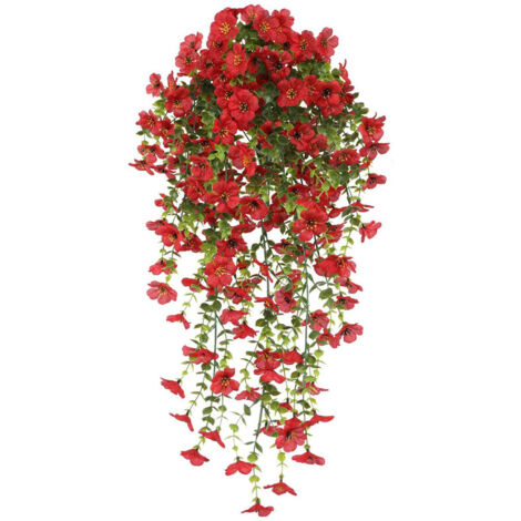 Artificial Violet Bouquet 76 cm – Realistic Hanging, durable and UV-resistant for home and garden, Red (1/5)
