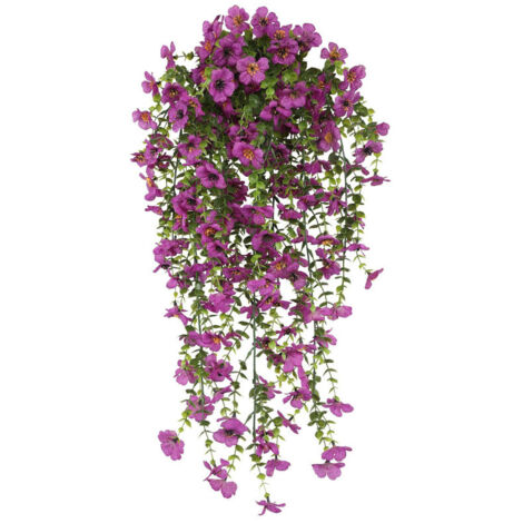Artificial Violet Bouquet 76 cm – Realistic Hanging, durable and UV-resistant for home and garden, Violet (1/5)