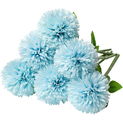 Set of 12 Artificial Decorative Flowers – Hydrangea Bouquets 28 cm, ideal for home, garden, and celebrations, Light Blue (1/5)