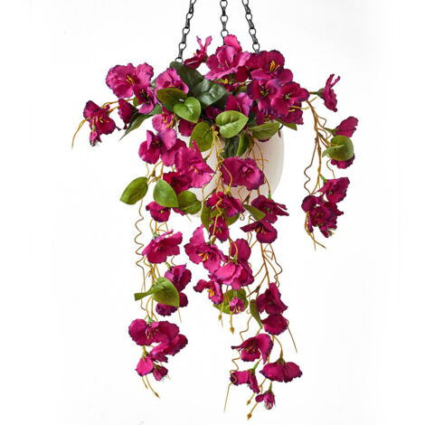 Hanging Artificial Plant – Begonia Ivy 60 cm, durable, low-maintenance, for home, balcony, and garden decoration, Red-Violet (1/5)