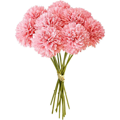 Set of 12 Artificial Decorative Flowers – Hydrangea Bouquets 28 cm, ideal for home, garden, and celebrations, Pink (1/5)