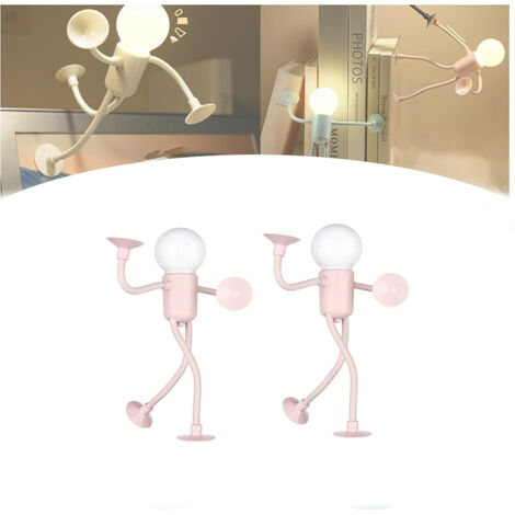 DIY Mini Table Lamps, 2-Pack, Interchangeable Shapes, Small Night Lights for Bedroom and Hallway, Pink (1/5)