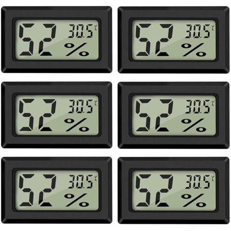 Set of 6 Mini Thermometers and Hygrometers, Displays Temperature and Humidity in °C, for Indoor, Greenhouse, and Garden (1/5)