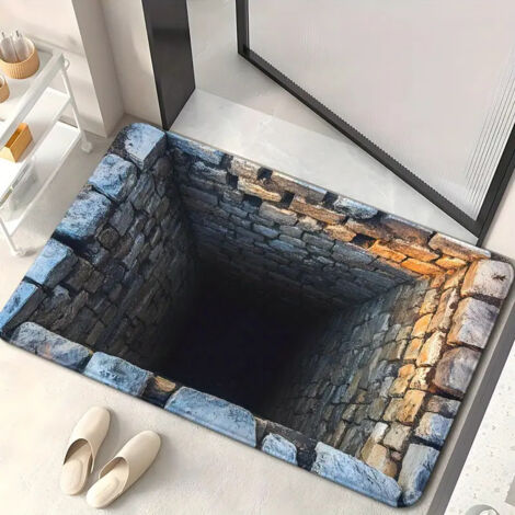 3D Door Mat with Crack Illusion, 60×90 cm, Non-Slip and Absorbent, for Bathroom, Hallway, and Kitchen (1/5)
