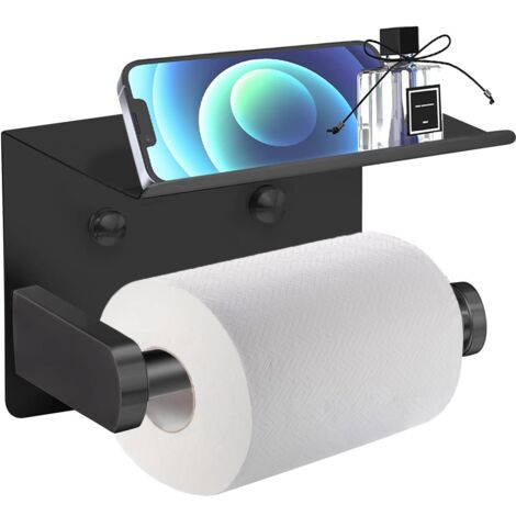 Self-Adhesive Toilet Paper Holder with Phone Shelf – Rustproof Stainless Steel, Drill-Free Installation (1/5)