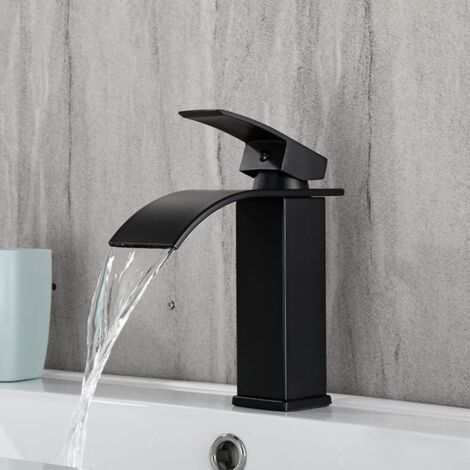 Modern Basin Faucet 3/8 Inch – Waterfall, Black Finish, without Supply Hose (1/5)