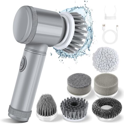 Rotating Electric Cleaning Brush – Powerful for Shower and Bathroom, Ideal for Bathtub, Floor, Tiles, Windows, and Sink, 6 Brush Heads (1/4)