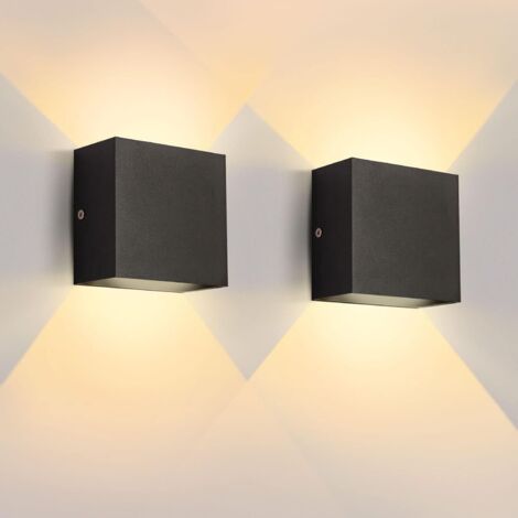 2-Pack Square Black 6W LED Wall Lights – Indoor, Warm White 3000K (1/5)