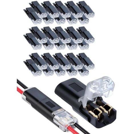 Set of 30 Double Cable Quick Connectors – 2-Pin Low Voltage Connectors with Locking, for LED Strip, No Stripping or Soldering, Compact and Easy to Use (1/5)