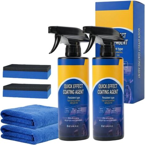 Pack of 2 Quick Effect Car Coating Sprays – Waterless Wash, Paint Protection & Instant Shine, Polish & Glass Cleaner, Fast Acting