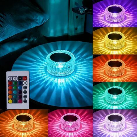 Rechargeable Crystal LED Table Lamp – Portable, 16 Touch-Control Colours, 3 Brightness Levels, Bedside Lamp for Bedroom, Living Room & Office Decor (1/5)