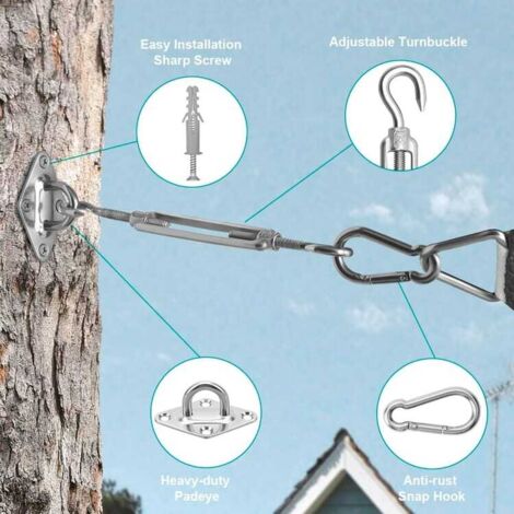 Wall-Mounted Solar Sail Kit – 304 Stainless Steel – Silver – M6, 4 ...