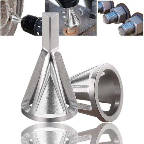 Outil d'ébavurage pour chanfreins extérieurs (argenté, lot de 2) Outil de chanfreinage extérieur en acier inoxydable haute vitesse (1/5)