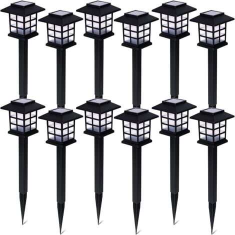 Lot de douze lampes solaires LED d'extérieur, lumineuses et de haute qualité, résistantes à la pluie, pour allées, terrasses, cours, pelouses et jardins (12 pièces) (1/5)