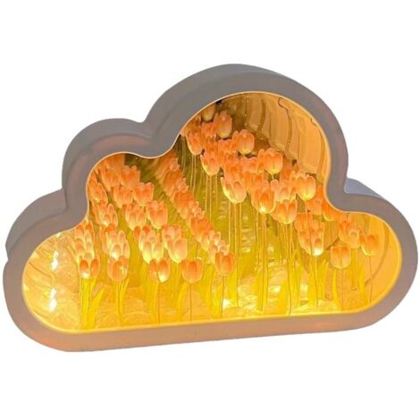 Lampe de table/de chevet 2 en 1 Cloud-Tulip avec miroir et miroir intégré, lampe de chevet LED en forme de tulipe (1/4)