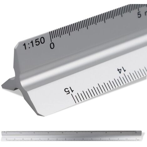 Équerre d'architecte à l'échelle 30 cm – Échelles : 1:20–1:25–1:50–1:75–1:10 – Matériau : Aluminium – Échelle (1/5)