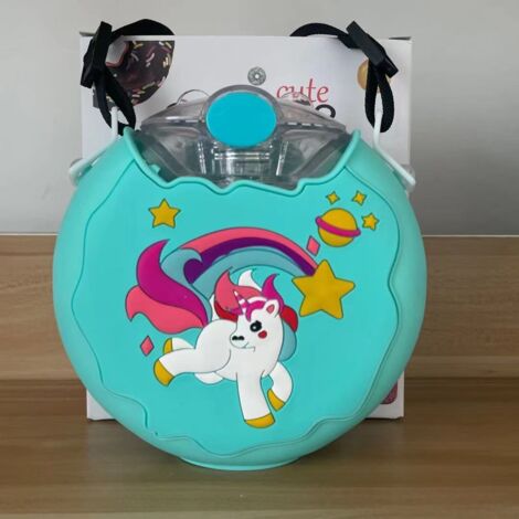(A) Gourde donut 380 ml, portable, mignonne et kawaii, avec paille et protection anti-éclaboussures. (1/5)