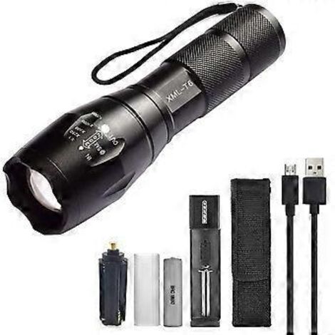 Lampe torche LED haute performance Nirvana avec batteries 18650, lampe torche tactique avec chargeur USB (1/5)