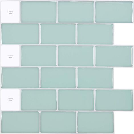 Carreaux de crédence de cuisine auto-adhésifs Art3d, vert turquoise brillant - 30 x 30 cm (1/5)