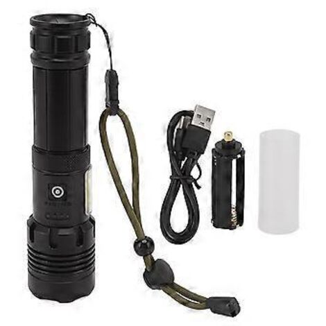 Lampe torche LED, rechargeable par USB, zoomable, avec indicateur de batterie, lumière blanche et rouge, étanche, pour les situations d'urgence (1/5)
