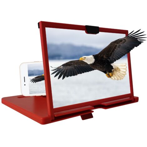 Amplificateur d'écran pour téléphone portable, format table 12 pouces avec support dépliable, loupe vidéo HD