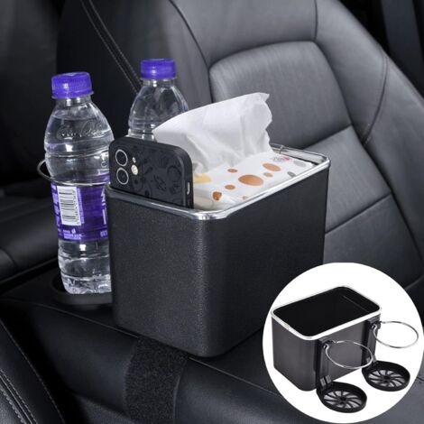 Boîte de rangement pour accoudoir de voiture avec 2 porte-gobelets pliables, organiseur d'accoudoir, boîte à mouchoirs, rangement (1/5)