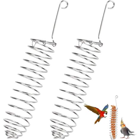 Panier mangeoire pour perroquets, 2 mangeoires spirales pour oiseaux, distributeur de fruits suspendu, distributeur de millet, légumes et fruits (1/5)