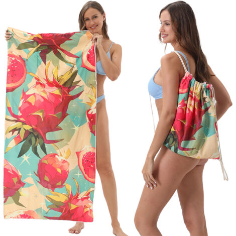 Serviette de plage pliable deux-en-un, serviette de plage intégrée, sac de rangement intégré, tapis de plage (1/3)