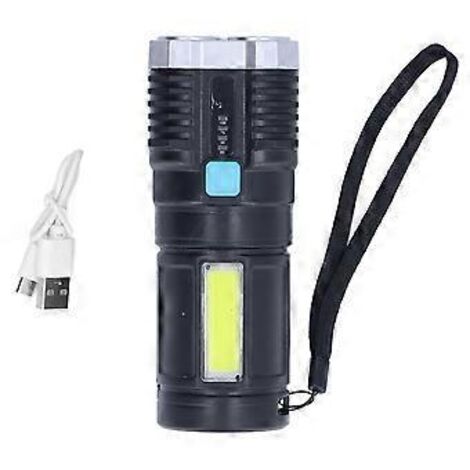 Lampe torche LED à quatre cœurs, rechargeable par USB, projecteur d'extérieur multifonctionnel avec indicateur de batterie (1/5)