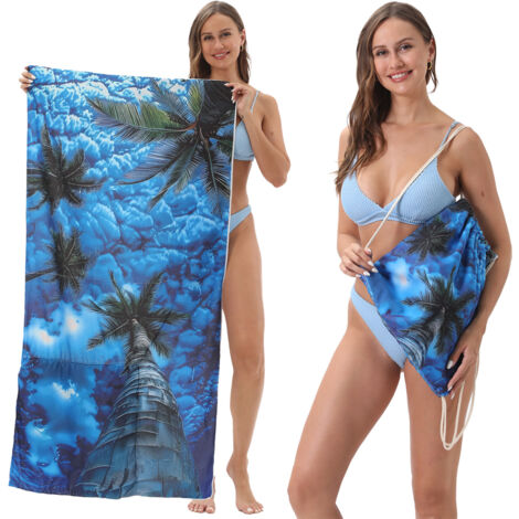 Serviette de plage pliable deux-en-un, serviette de plage intégrée, sac de rangement intégré, tapis de plage (1/3)