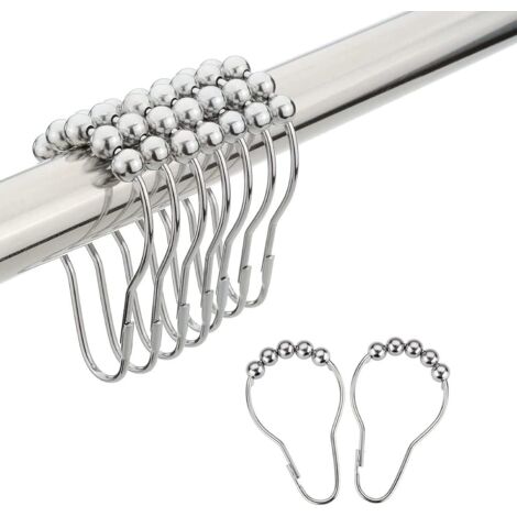 12 anneaux de crochet de rideau de douche en acier inoxydable (1/5)