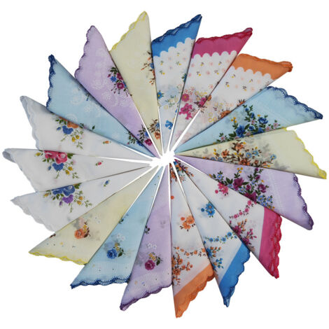 Pièce (motif aléatoire) – Mouchoirs en tissu à motifs floraux – Taille