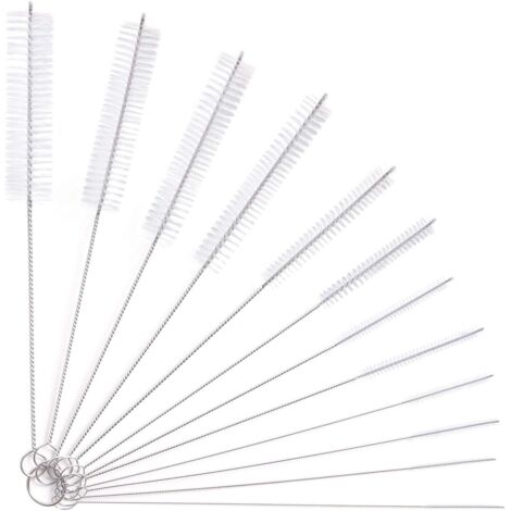 Ensemble de 12 brosses de nettoyage pour canalisations, brosses de nettoyage pour bouteilles en verre, biberons, bouilloires, claviers (1/5)