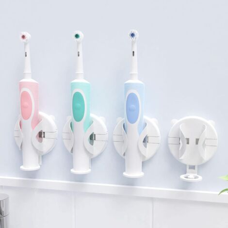 Ensemble de 4 pièces : organiseur de brosses à dents, support pour brosse à dents électrique avec capteur de gravité automatique, bagues adhésives (1/5)
