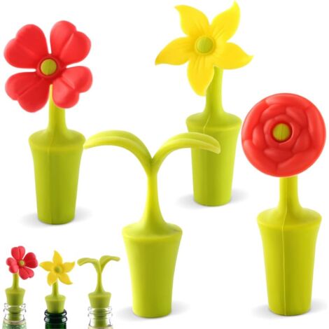 Bouchons de vin en silicone, bouchons de bouteille de vin réutilisables pour Cha (1/5)