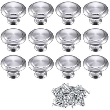 Ensemble de 12 boutons de meubles, boutons de porte de cuisine ronds en alliage de zinc, boutons de placard chromés polis (1/5)