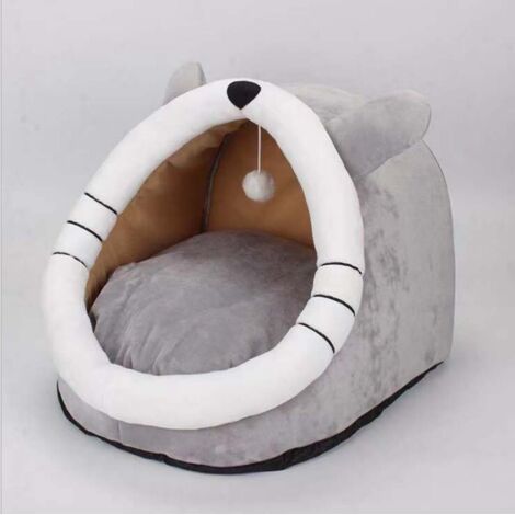 (L-48x45x40cm, Bart) Tapis-niche lavable pour petits chiens en peluche avec couchage amovible pour chats et chiens (1/5)