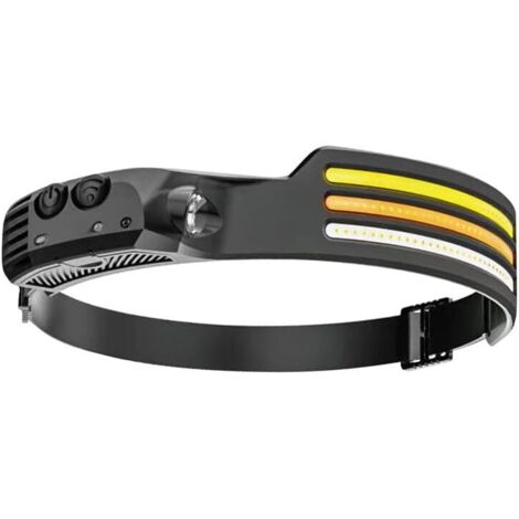 Lampe frontale à induction en silicone, rechargeable, type C, rouge-blanc-jaune, pour la course à pied et la pêche (1/5)