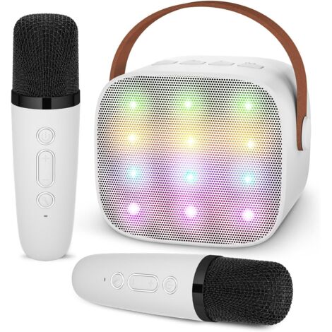 Microphone karaoké sans fil pour enfants avec 2 microphones (blanc), Porta (1/5)