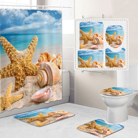 Rideaux de douche avec tapis de bain antidérapant doux et couvre-toilettes pour
